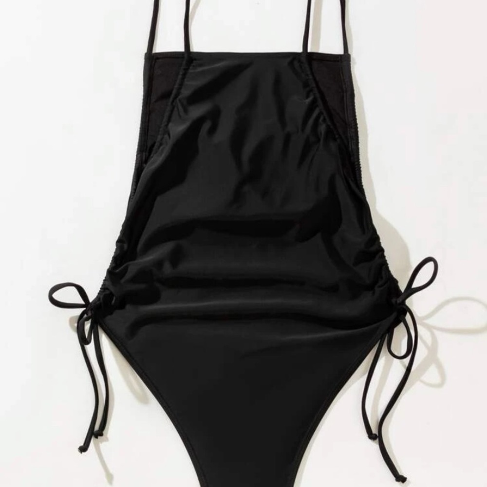 Shein drawstring tie side one piece bathing suit